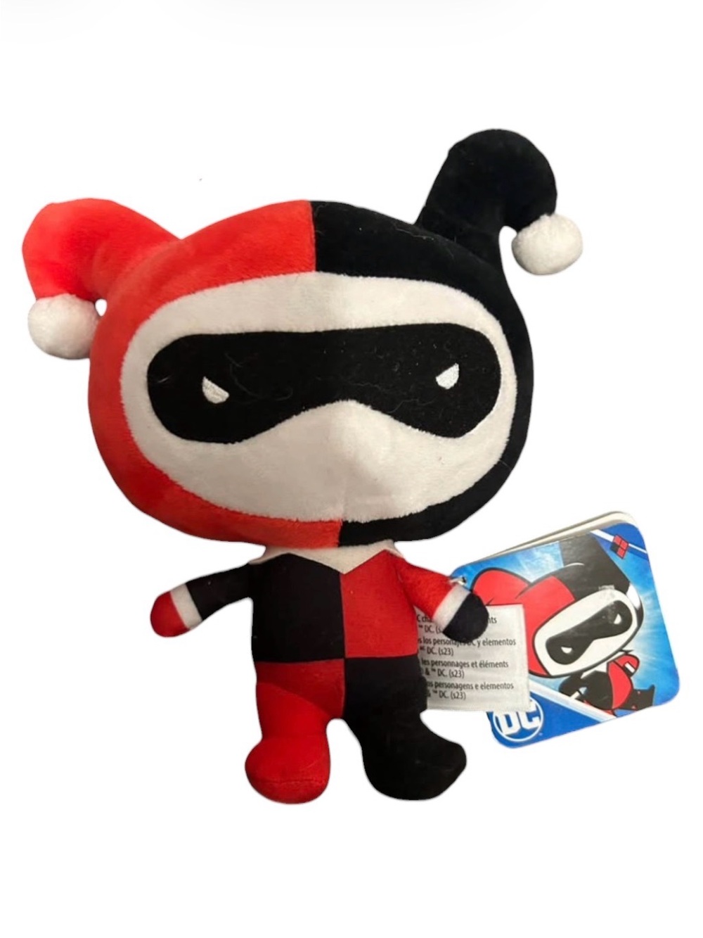 DC Comics Harley Quinn Plush 8.5" Red Black Jester Stuffed Toy NWT